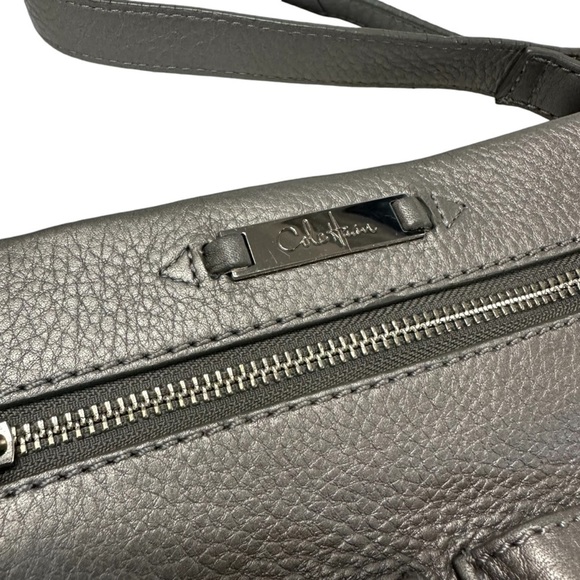 Cole Haan Metallic Pewter Leather Crossbody and Matching Wristlet Keyholder - Picture 4 of 10